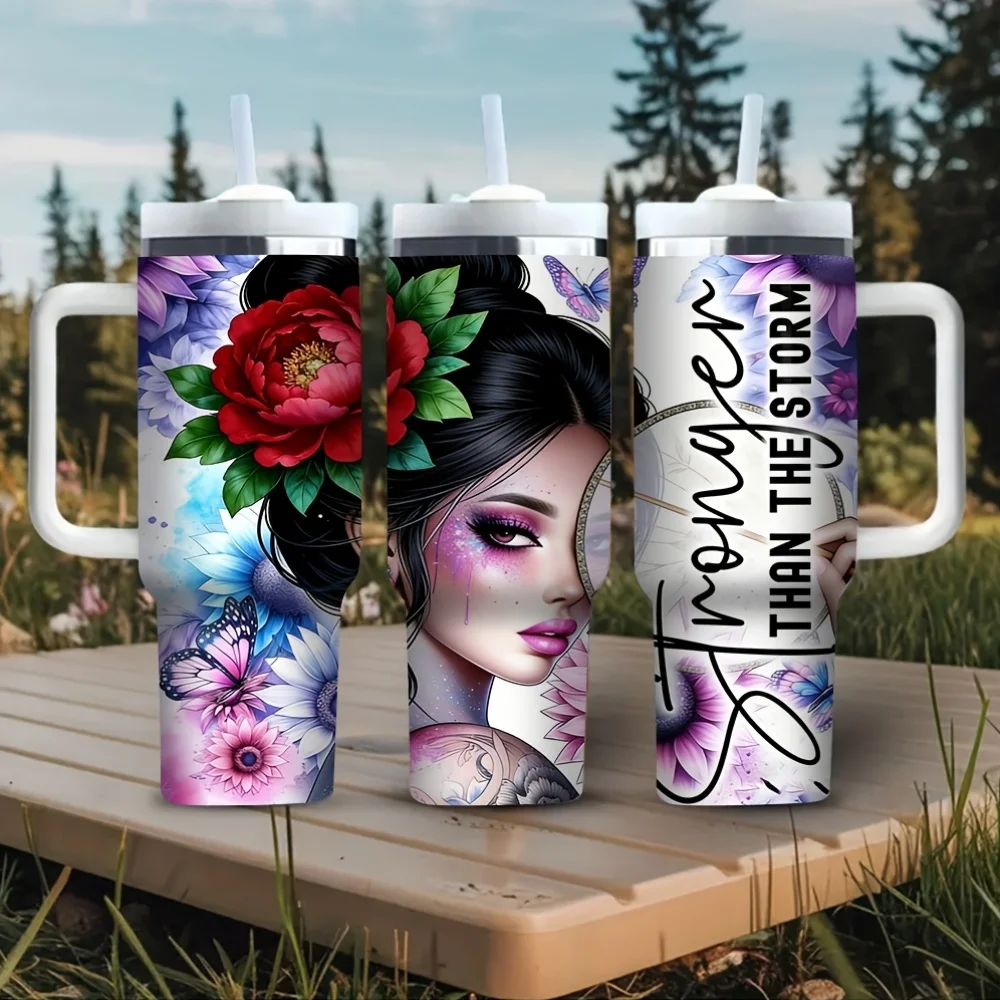 Outdoor Camping Quotes - 40Oz Tumbler with Handle Printed with