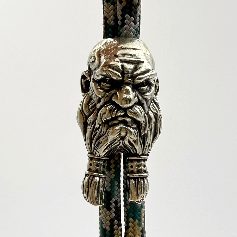 Paracord Bracelet - Brass Bearded Old Man Knife Beads