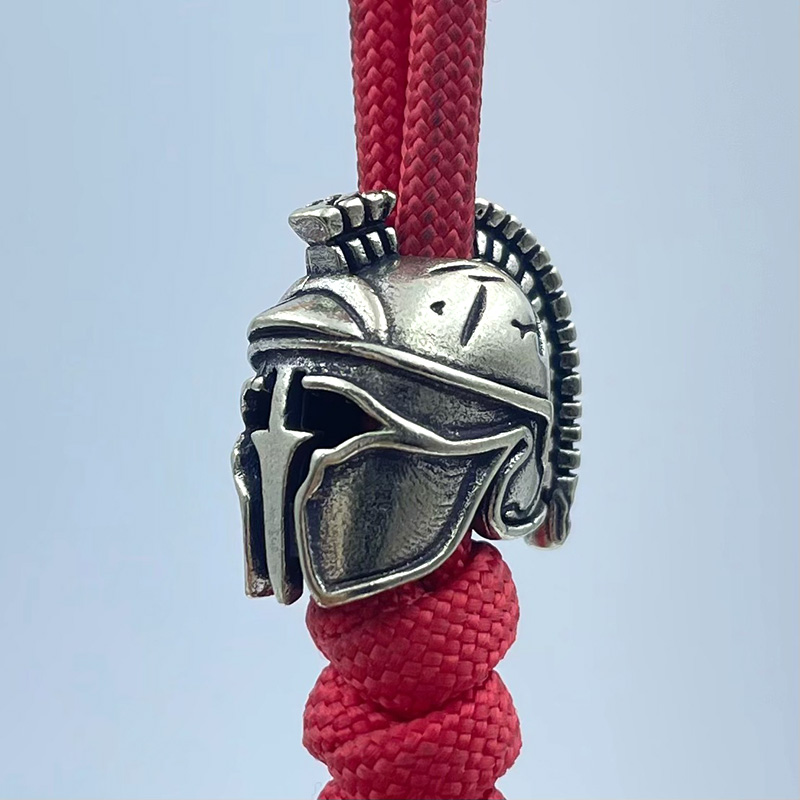 Paracord Bracelet - Brass Spartan Warrior Helmet Knife Beads