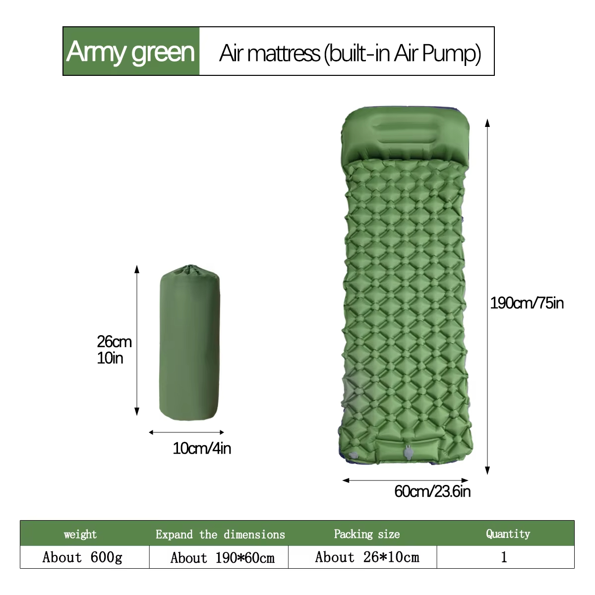 190*60cm Outdoor Camping Infla - đánh giá và giá Outdoor Camp