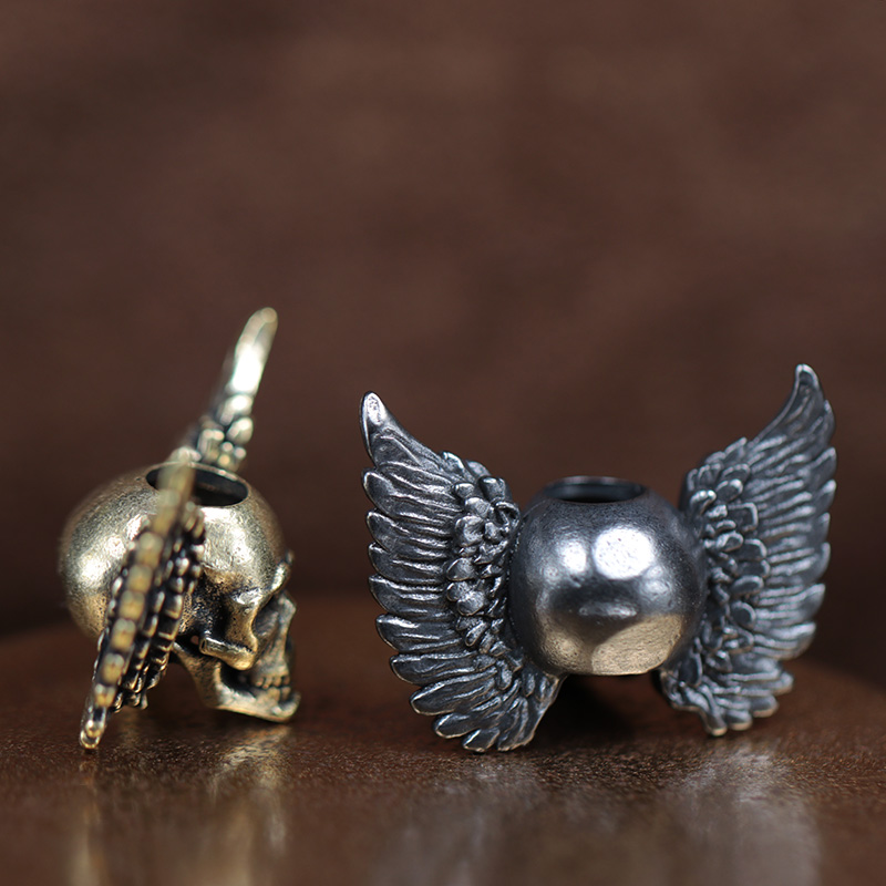 Winged Skull Brass Knife Beads - đánh giá và giá Paracord Bracelet