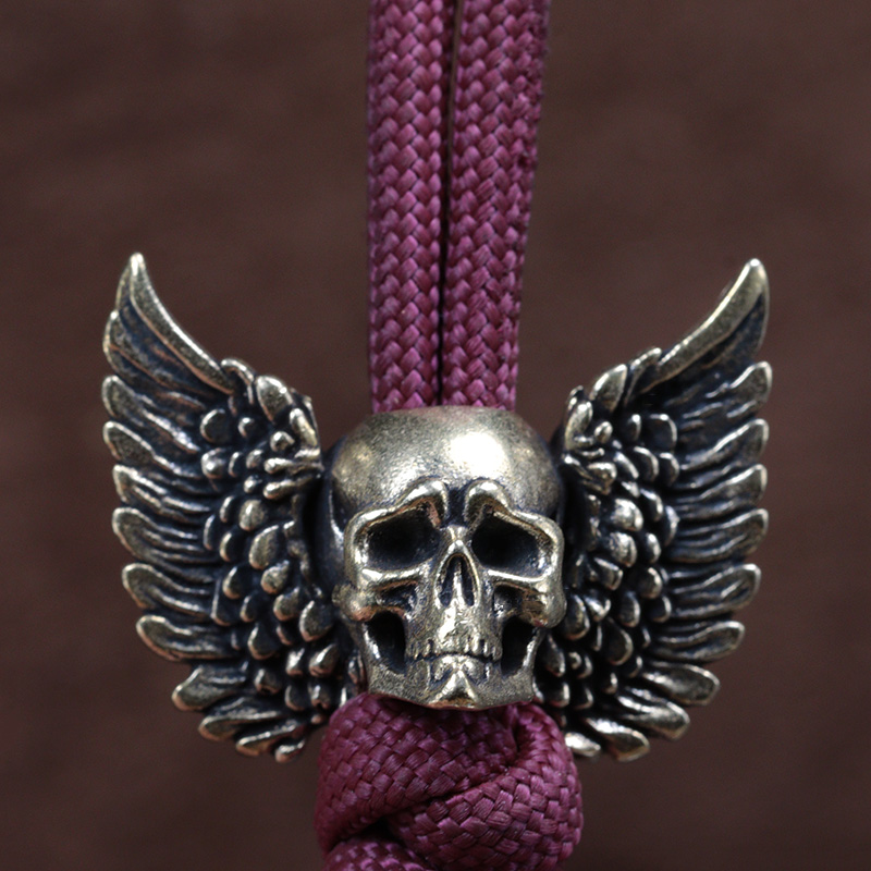 Winged Skull Brass Knife Beads - đánh giá và giá Paracord Bracelet