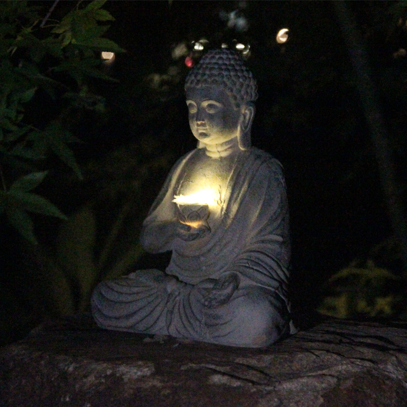 Resin Solar Buddha Statue Scul - đánh giá và giá Outdoor Camping Japan