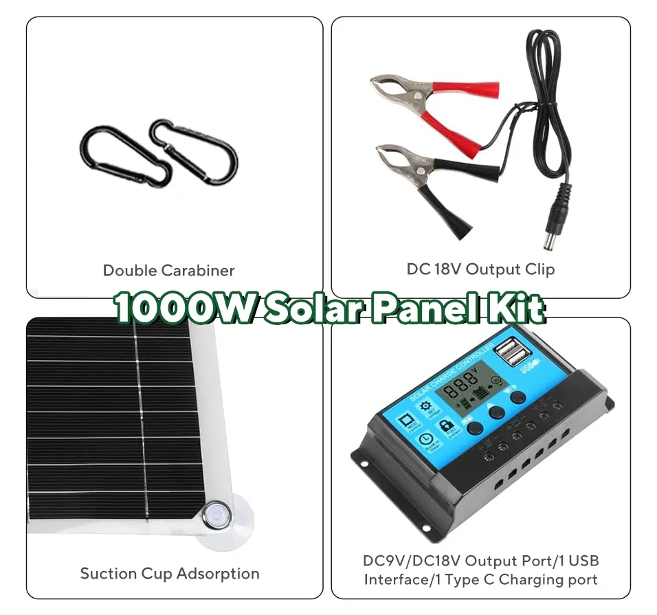 1000W Solar Panel Kit,12V Sola - đánh giá và giá Outdoor Camping Van
